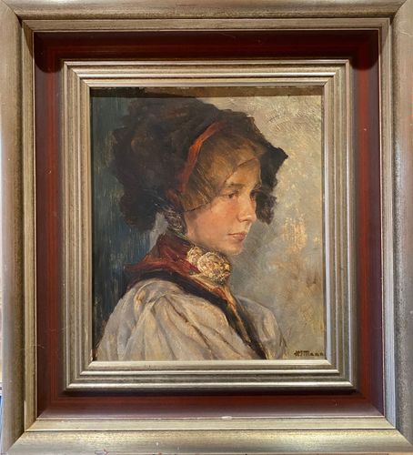 Hans Jakob Mann, Claas Tochter Achselschwang, 1951, Öl auf Malkarton, 35 x 30 cm, Privatbesitz, © Rosemarie Mann-Stein